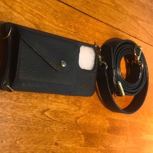 Bandolier iPhone 12Pro Black Pebble Leather with matching leather strap